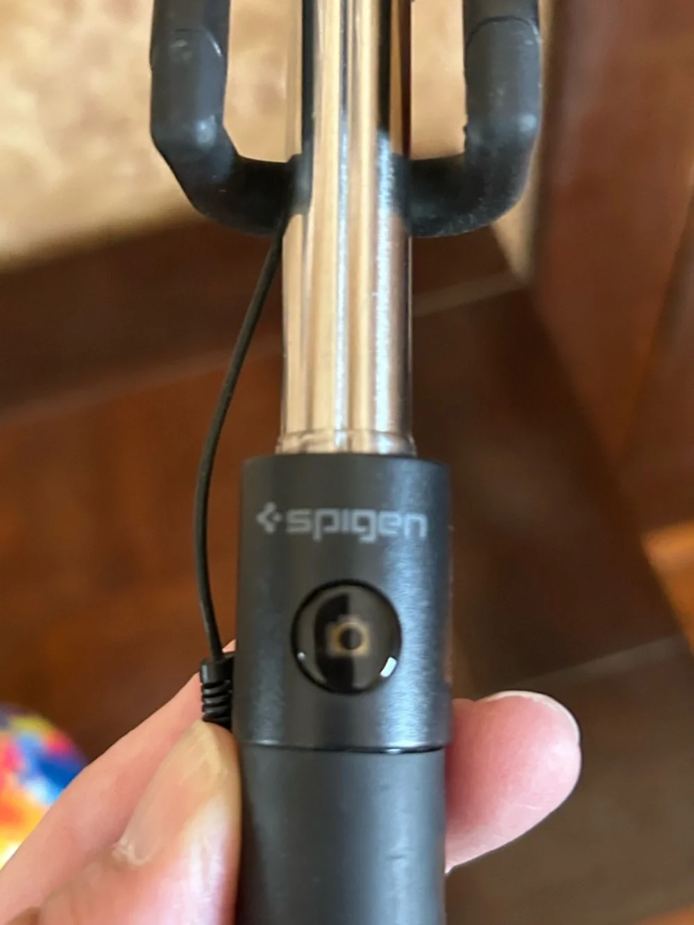 Spigen Black and Silver Selfie Stick Monopod with Wired Shutter